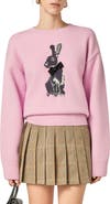English Factory Embellished Intarsia Bunny Crewneck Sweater