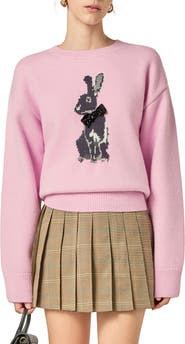 English Factory Embellished Intarsia Bunny Crewneck Sweater