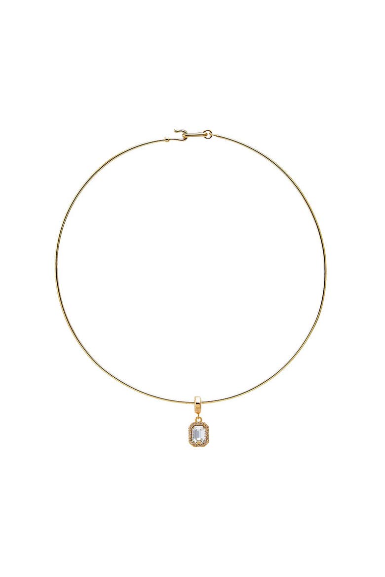 Rectangular CZ Halo Thin Wire Choker Necklace, Main, color, Gold
