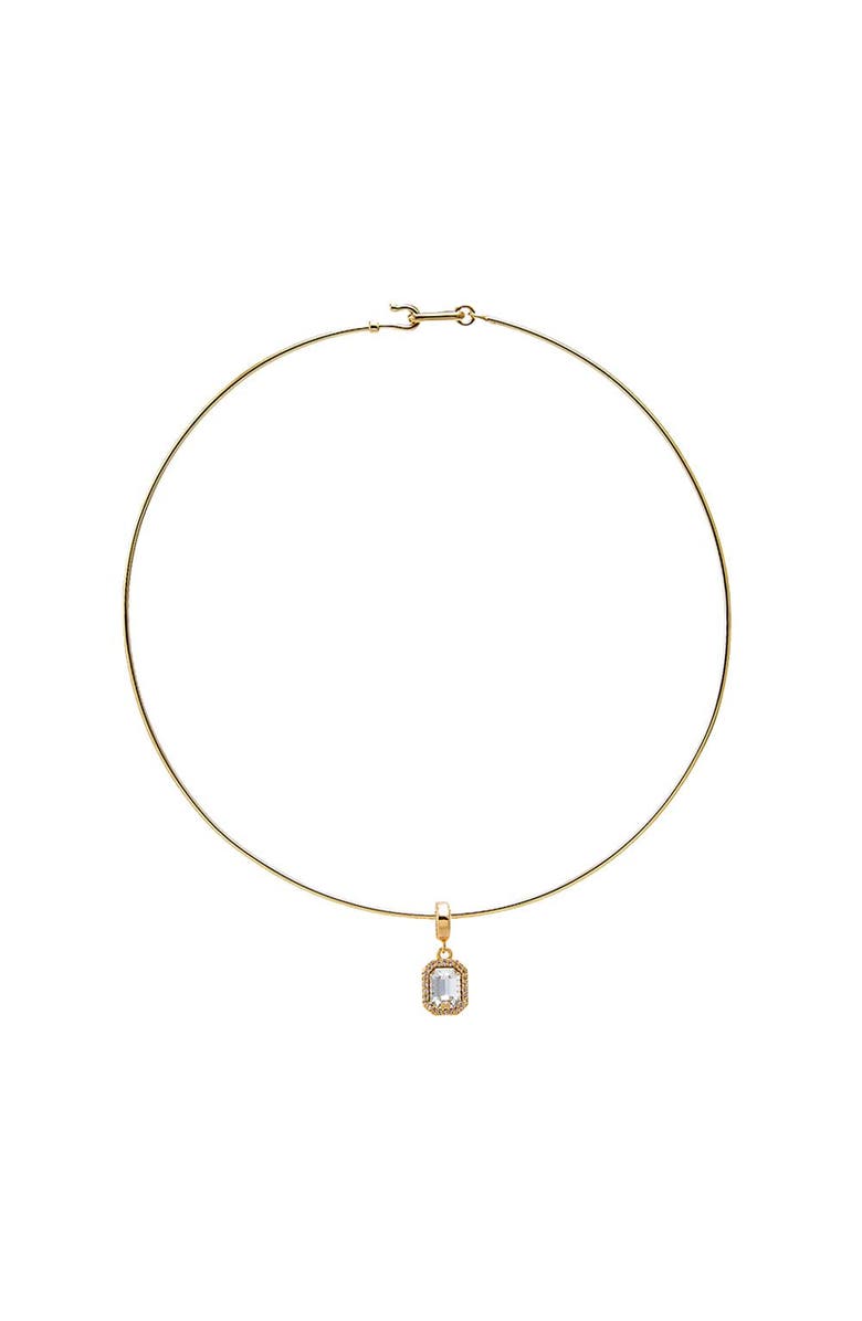 BY ADINA EDEN Rectangular CZ Halo Thin Wire Choker Necklace, Main, color, Gold