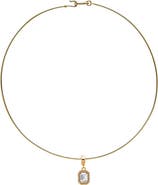 BY ADINA EDEN Rectangular CZ Halo Thin Wire Choker Necklace