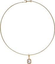 BY ADINA EDEN Rectangular CZ Halo Thin Wire Choker Necklace