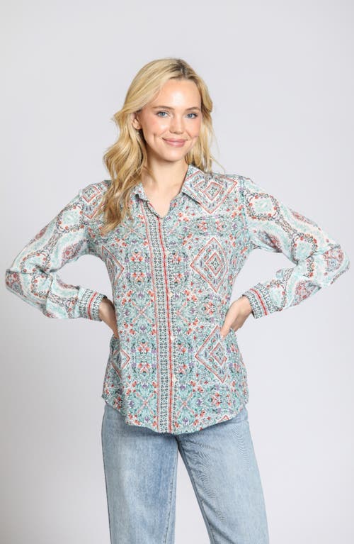 Apny Print Button-up Shirt In Green Multi