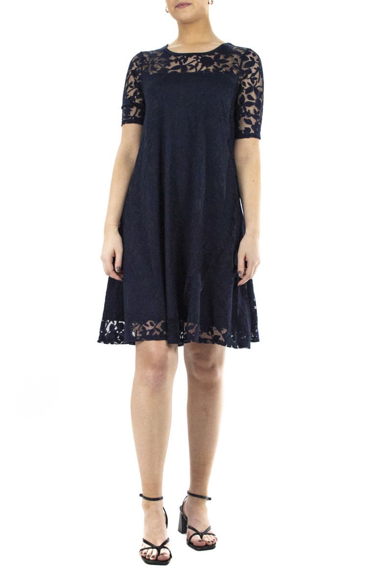 Burnout Trapeze Dress, Main, color, NAVY