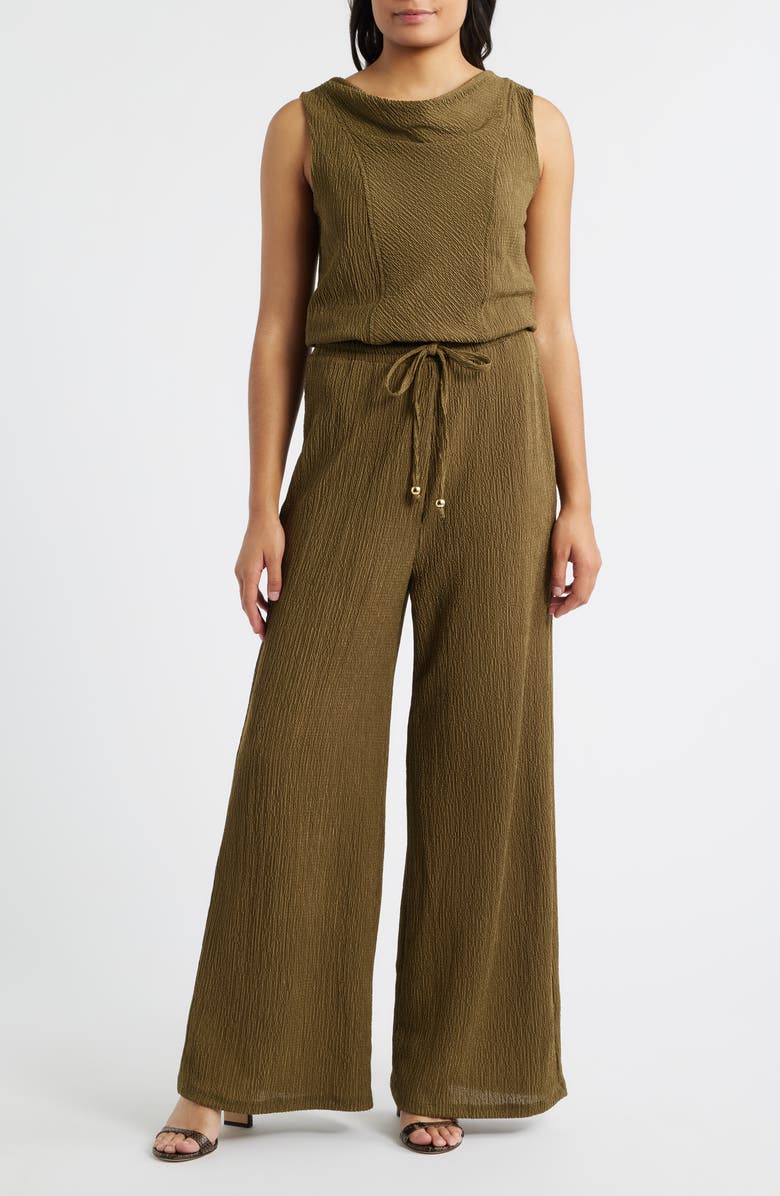 Vince Camuto Textured Knit Jumpsuit, Main, color, Olive