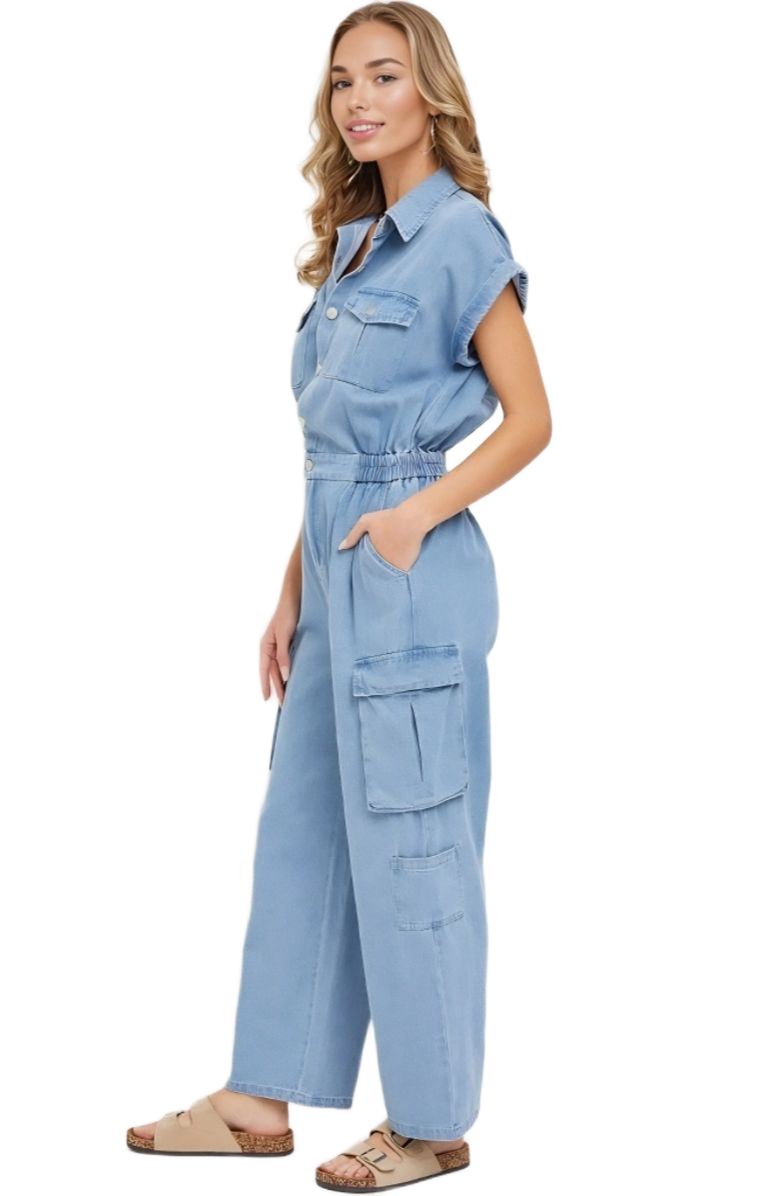 Knit and Lounge Utility Pocket Button-Down Jumpsuit, Alternate, color, 