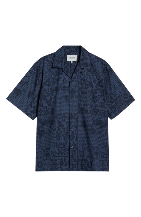 Vestige Print Cotton Poplin Bowling Shirt