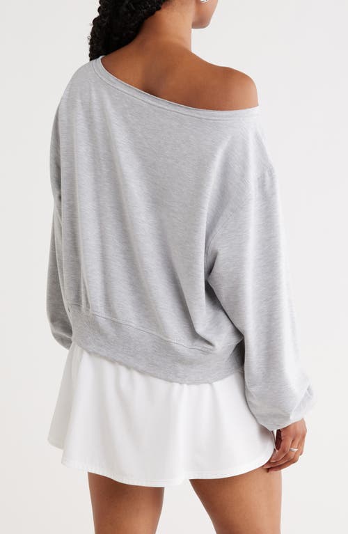 Abound Loved Off-the-shoulder Fleece Sweatshirt In Gray