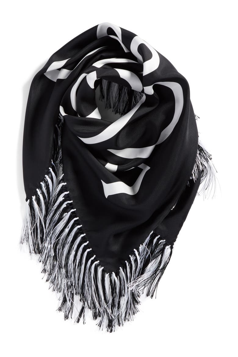 Anagram Silk Scarf, Alternate, color, BLACK/ WHITE