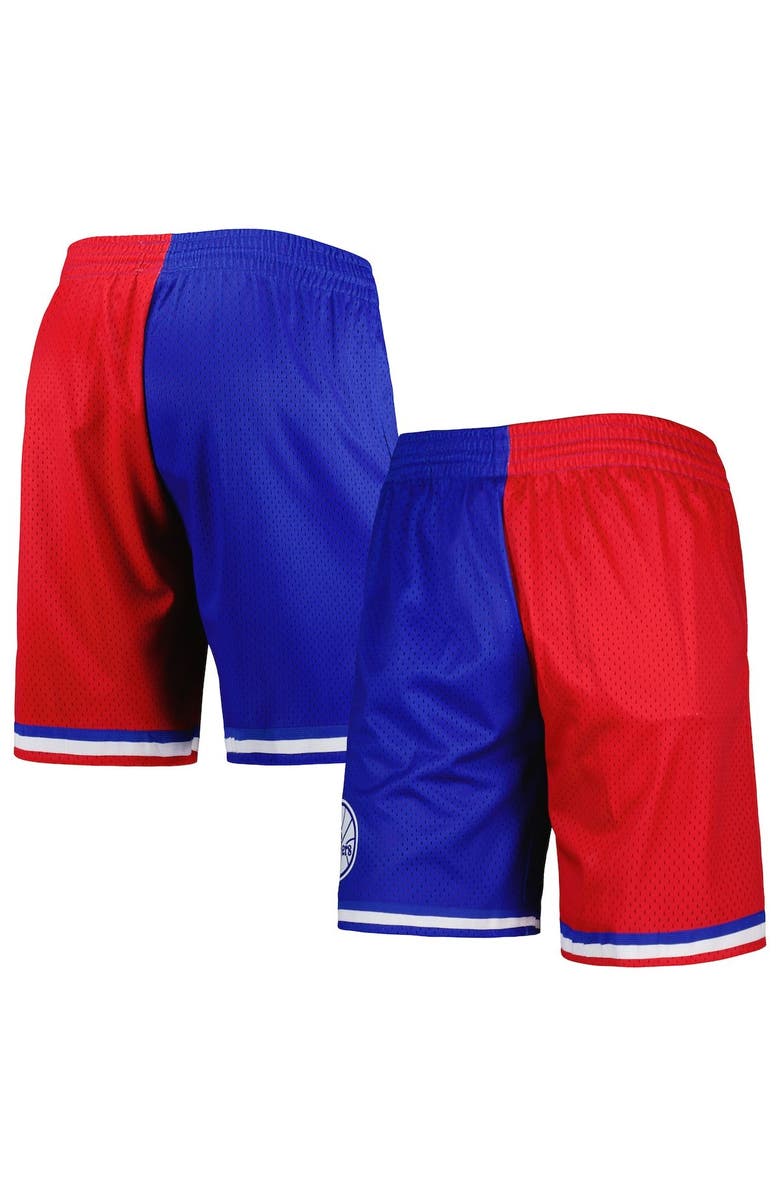 Mitchell & Ness Men's Mitchell & Ness Royal/Red Philadelphia 76ers Hardwood Classics 1982 Split Swingman Shorts, Main, color, Royal
