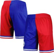 Mitchell & Ness Men's Mitchell & Ness Royal/Red Philadelphia 76ers Hardwood Classics 1982 Split Swingman Shorts
