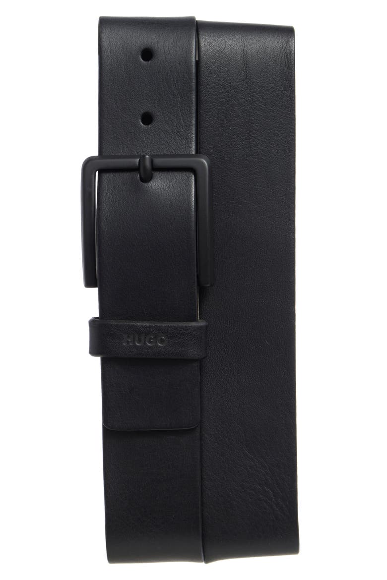 Gionios Leather Belt, Main, color, BLK