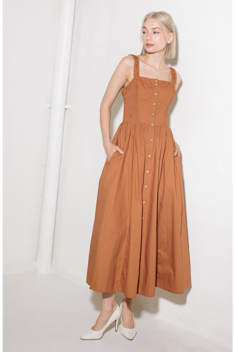 Tie Waist Sleeveless Maxi Dress, Alternate, color, BROWN