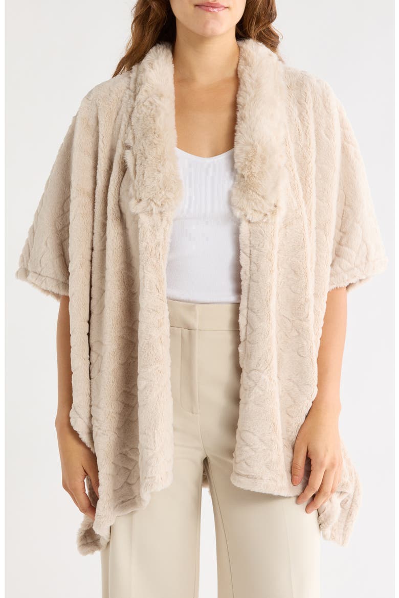 Ribbed Knit Cardigan Poncho, Main, color, CREAM
