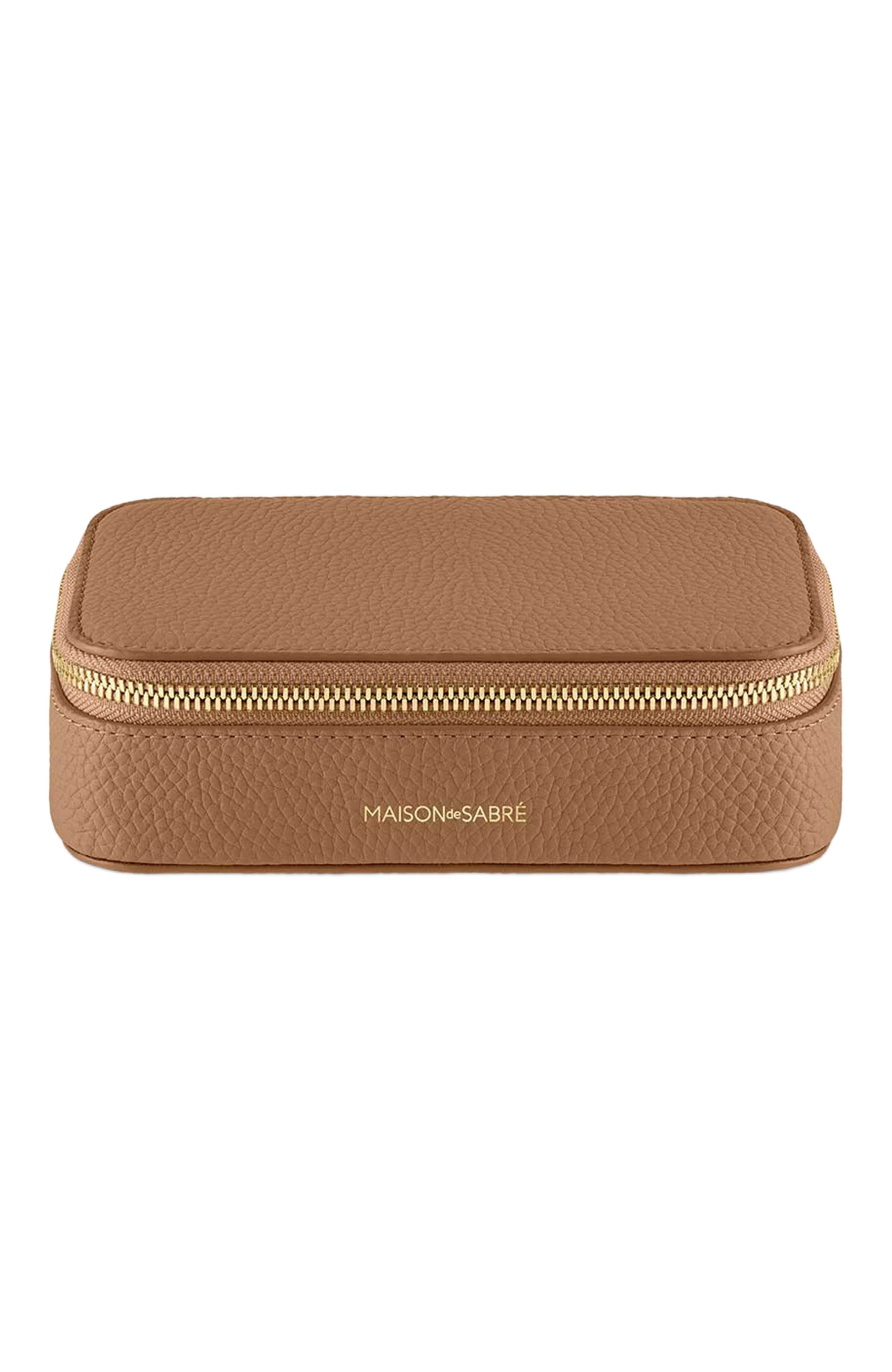 MAISON de SABRÉ Leather Jewellery Case, Main, color, Sandstone Brown