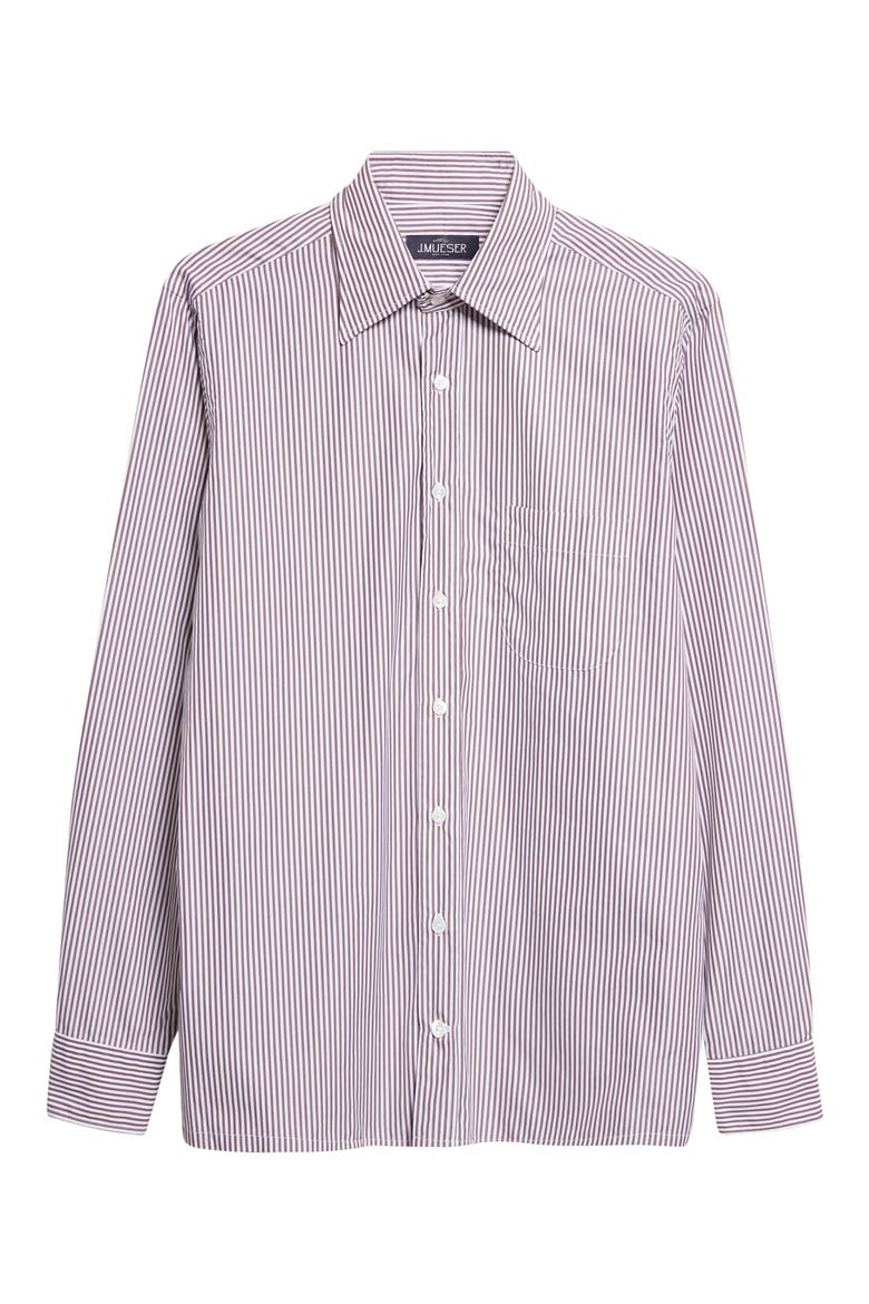 Carter Stripe Button-Up Shirt, Main, color, BROWN STRIPE