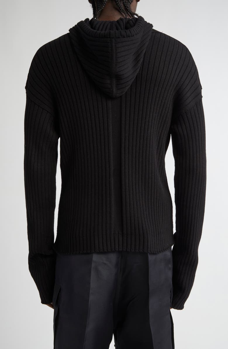 Rick Owens Hollywood Cotton Megarib Full Zip Sweater Hoodie, Alternate, color, 