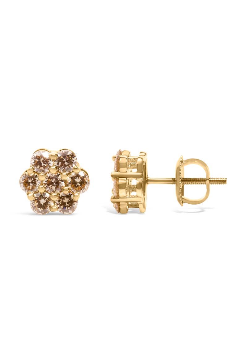 14K Yellow Gold 1.0 Ct Diamond Floral Stud Earrings, Alternate, color, Yellow