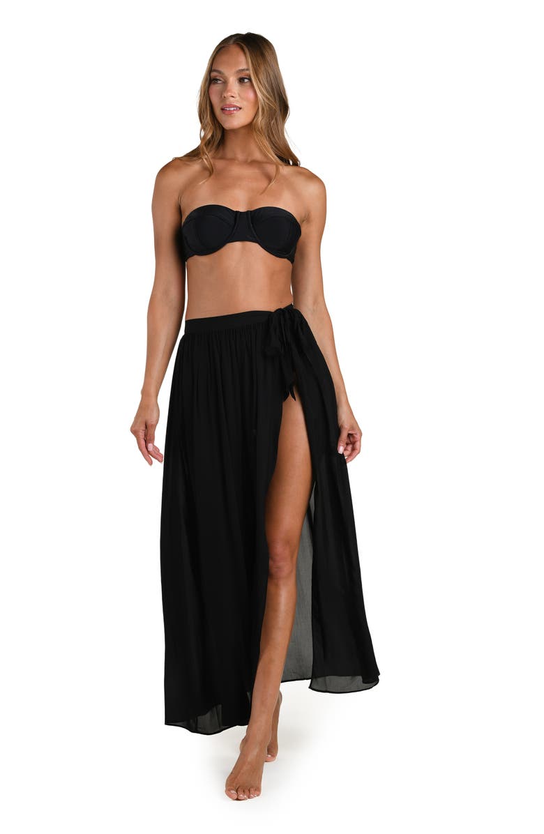 L'AGENCE Klaire Chiffon Cover-Up Skirt, Alternate, color, Black
