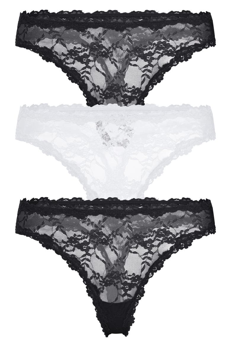 Maria 3-Pack Thongs, Main, color, BLACK/ IVORY/ BLACK