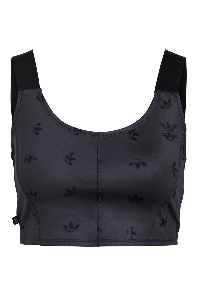 Trefoil Corset Crop Top, Alternate, color, NIGHT GREY
