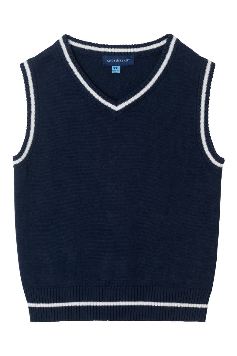 Kids' Vest, Button-Up Shirt, Pants & Bow Tie Set, Alternate, color, NAVY