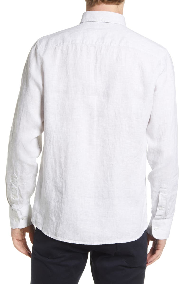 Nordstrom Trim Fit Solid Linen Button-Down Shirt, Alternate, color,