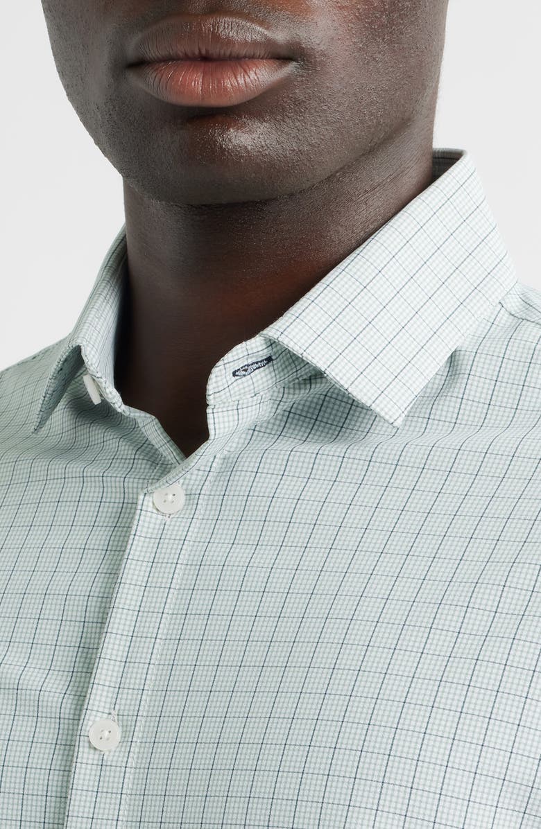 Mizzen+Main Leeward No Tuck Trim Fit Plaid Performance Button-Up Shirt, Alternate, color, Eucalyptus Mini Plaid