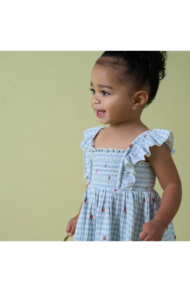 Modern Moments<sup>™</sup> by Gerber Ruffle Sleeve Dress and Diaper Cover Set, Alternate, color, Ivory Strawberry Gingham