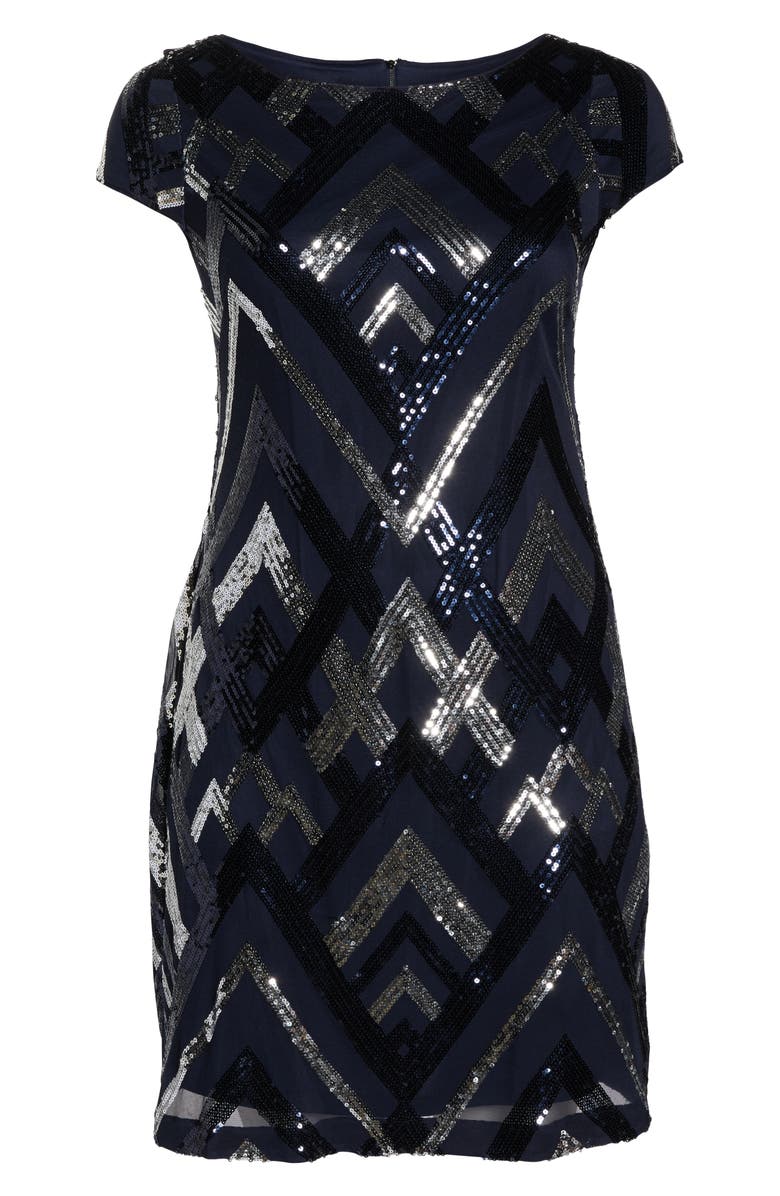 Vince Camuto Sequin Cap Sleeve Sheath Dress, Alternate, color,