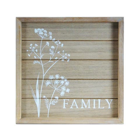 Wood 11.75 in. Brown Family Floral Sign