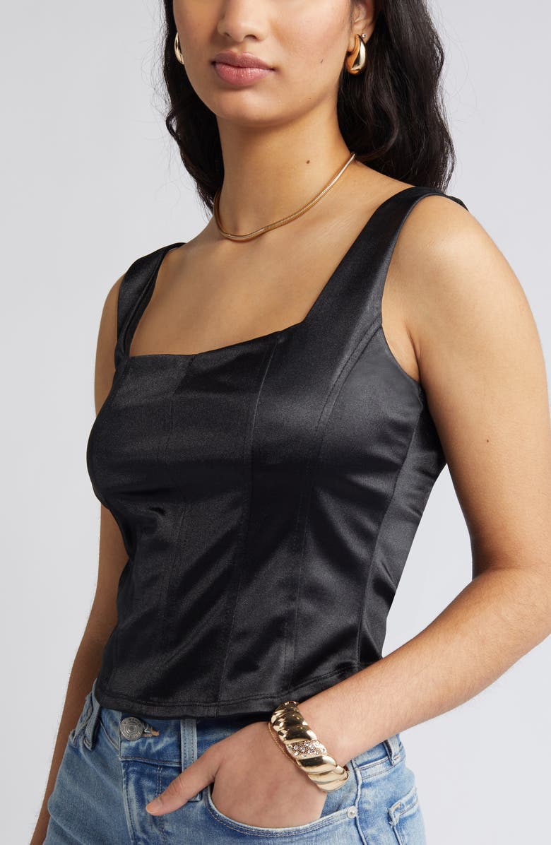 Open Edit Satin Corset Tank, Alternate, color,