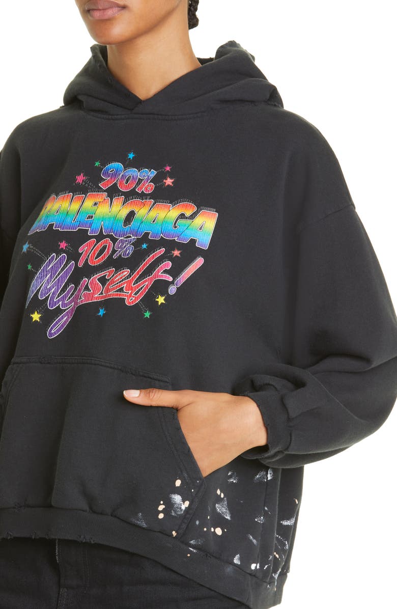 Balenciaga Unisex Paint Splatter Cotton Logo Hoodie, Alternate, color, 