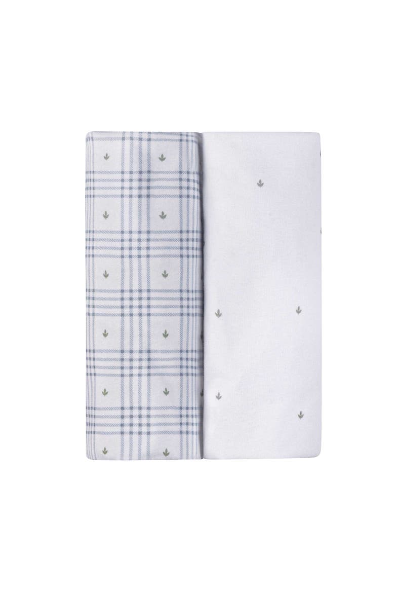Floral Plaid Collection Waterproof Pack n Play Sheets 2 Packs, Main, color, Blue