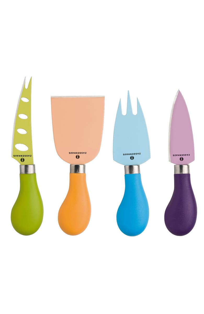 ZASSENHAUS Easy Cut Cheese Knife Set, 4 Pieces, Assorted Colors, Main, color, 