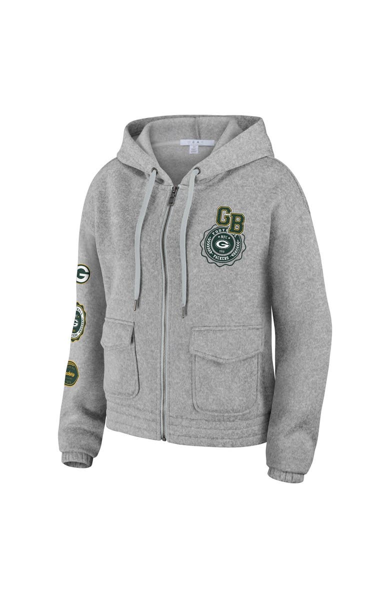 WEAR by Erin Andrews Women's WEAR by Erin Andrews Heather Gray Green Bay Packers Full-Zip Hoodie, Alternate, color, 
