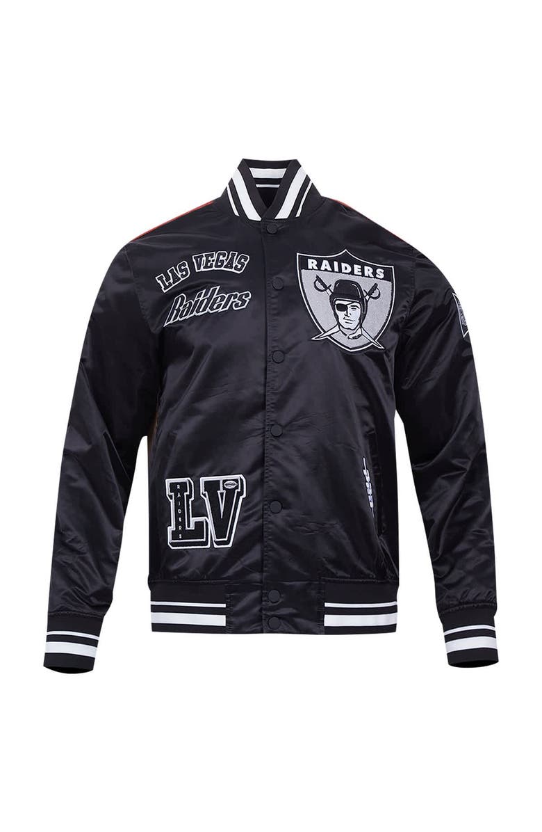 PRO STANDARD Men's Pro Standard Black Las Vegas Raiders Sublimated Satin Full-Snap Jacket, Alternate, color, Black