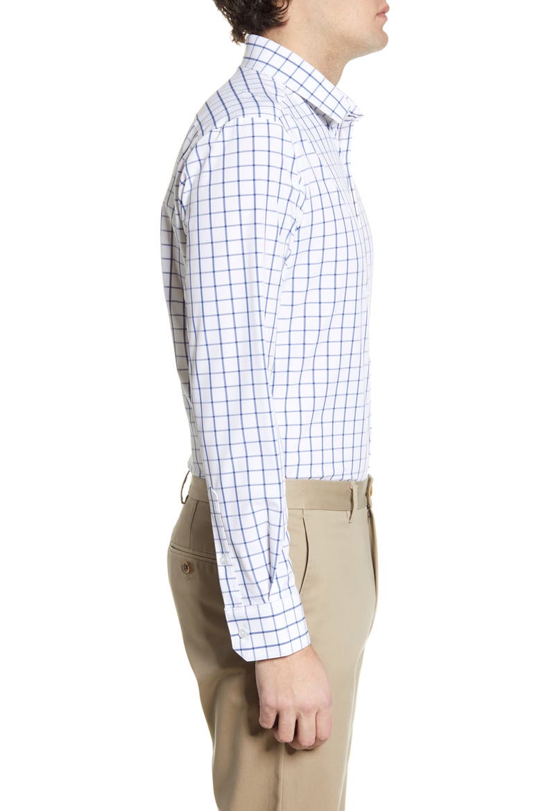 Leeward Trim Fit Check Button-Up Performance Shirt, Alternate, color, BLUE