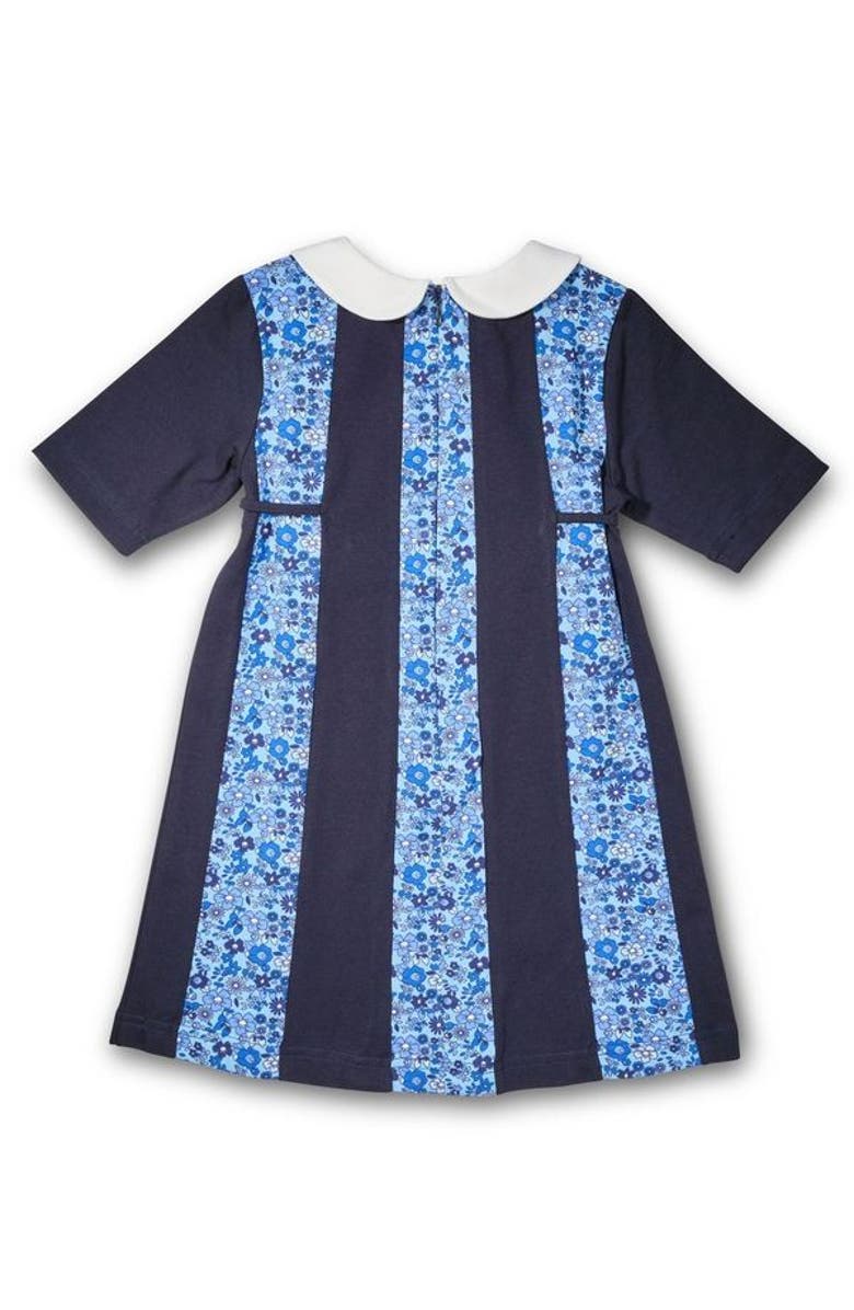 Florence Eiseman Floral Print Knit Colorblock Dress, Alternate, color, Blue Floral And Navy