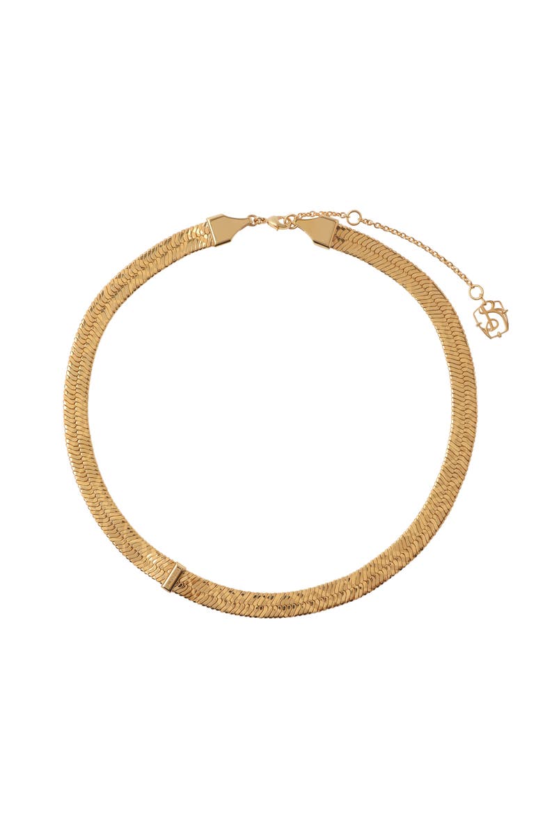 Engraved Check Necklace, Main, color, Gold