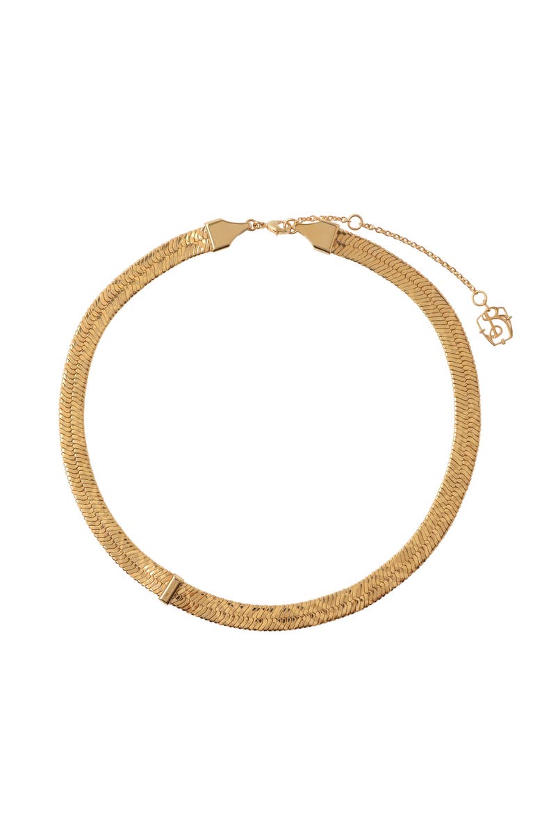 Burberry Engraved Check Necklace, Main, color, Gold