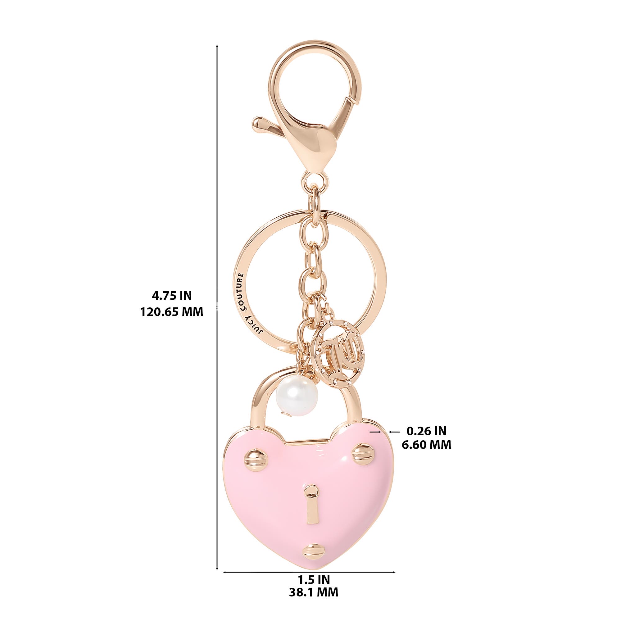 Juicy Couture Heart Lock Keychain, Alternate, color, Rose Gold, Pink