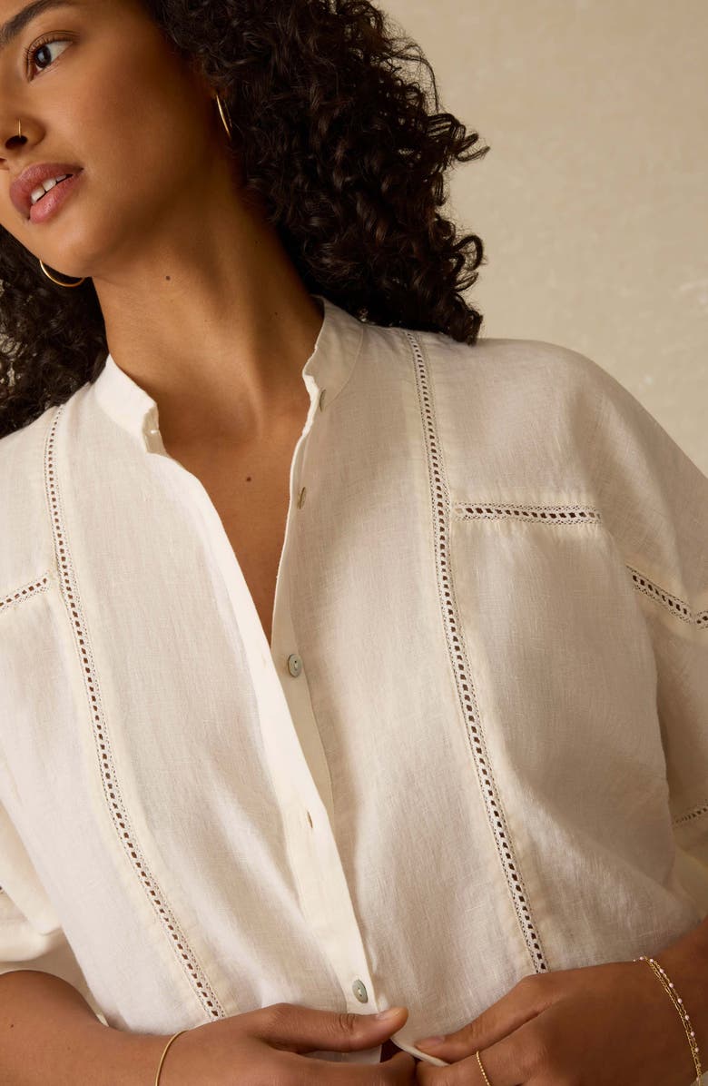 Faherty Luna Lattice Inset Linen Shirt, Alternate, color,