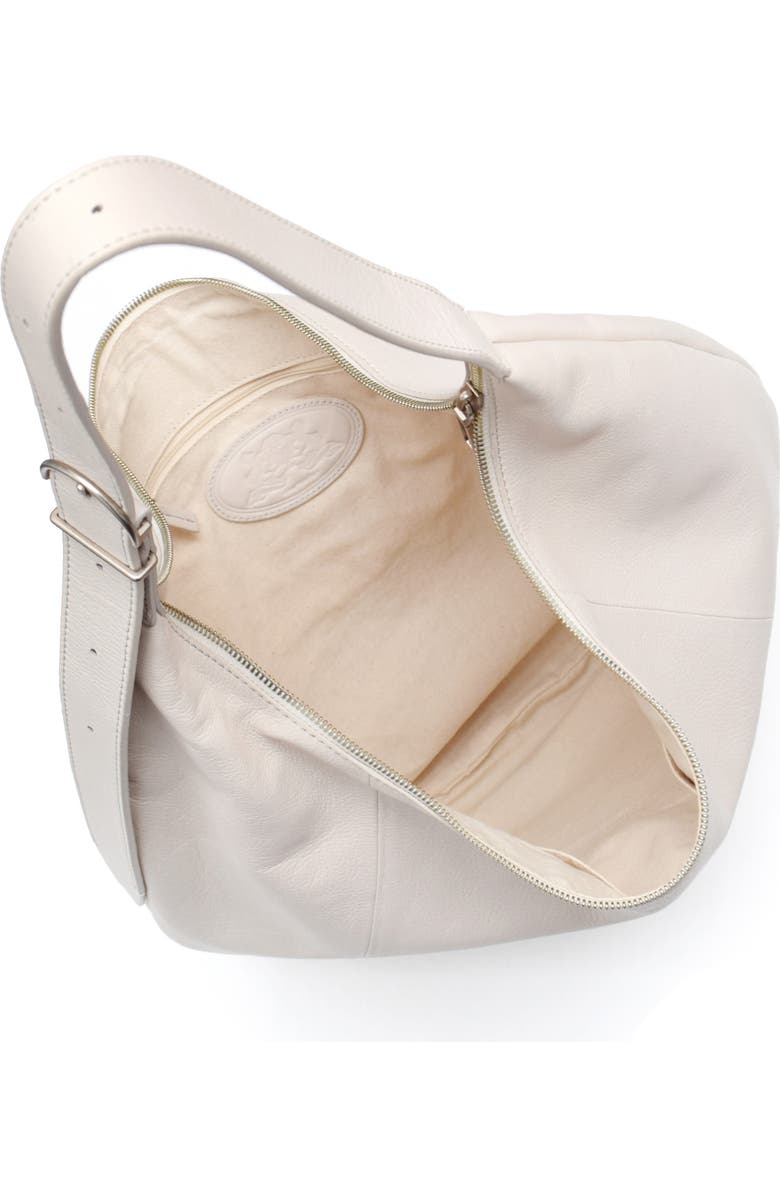 New Amsterdam Leatherworks Wyatt Leather Oversized Hobo Bag, Alternate, color, Ivory