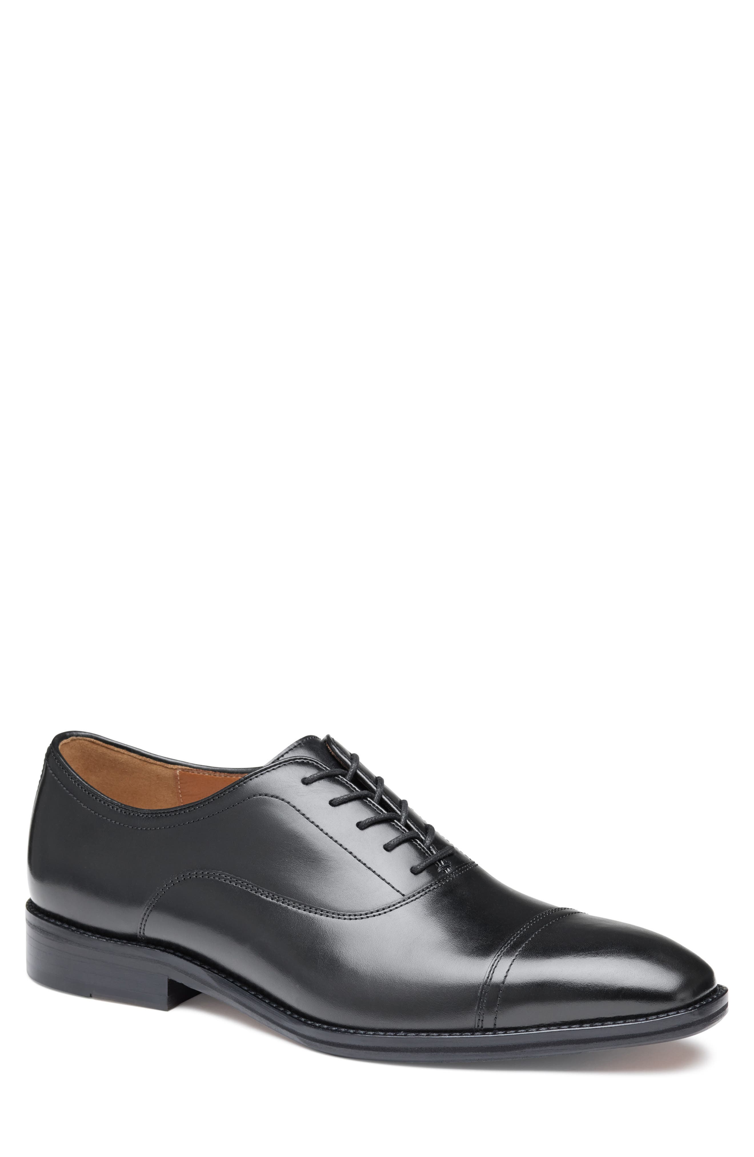 Johnston & Murphy Sullivan Cap Toe Oxford, Main, color, Black Italian Calfskin
