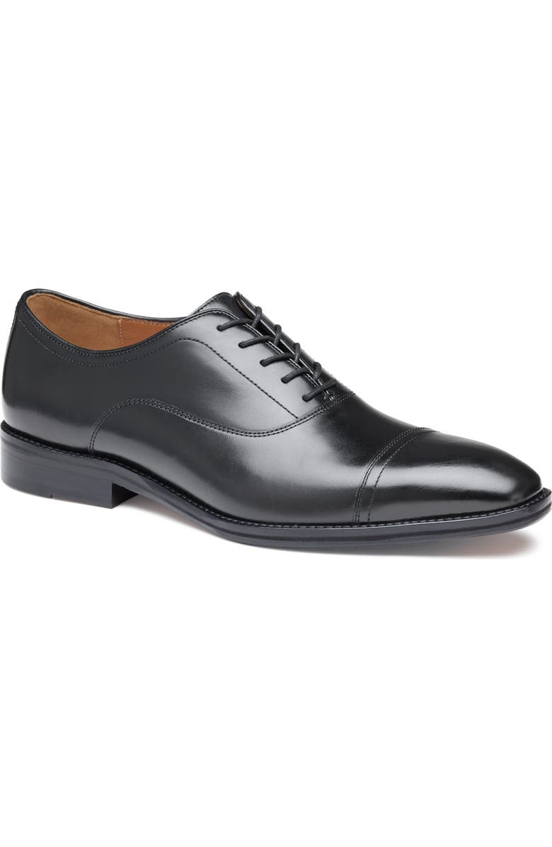 Johnston & Murphy Sullivan Cap Toe Oxford, Main, color, Black Italian Calfskin