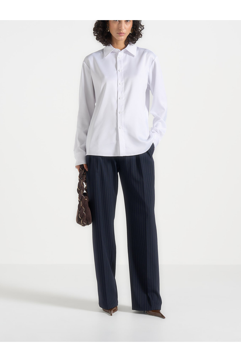 Carter Unisex Oversized Satin Shirt, Alternate, color, White
