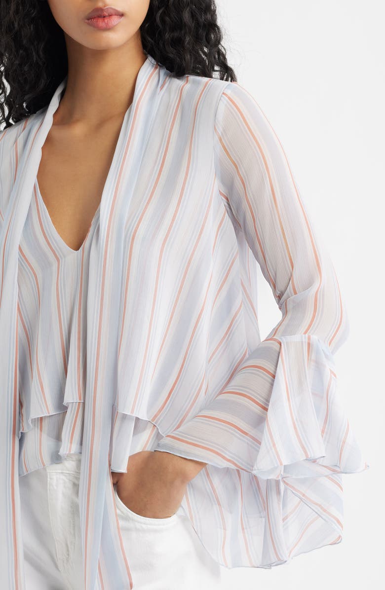 MANGO Leif Stripe Ruffle Shirt, Alternate, color, Blue