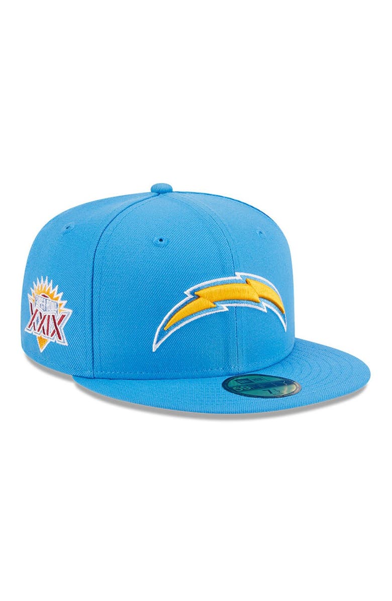 New Era Men's New Era Powder Blue Los Angeles Chargers Main Patch 59FIFTY Fitted Hat, Main, color, Powder Blue