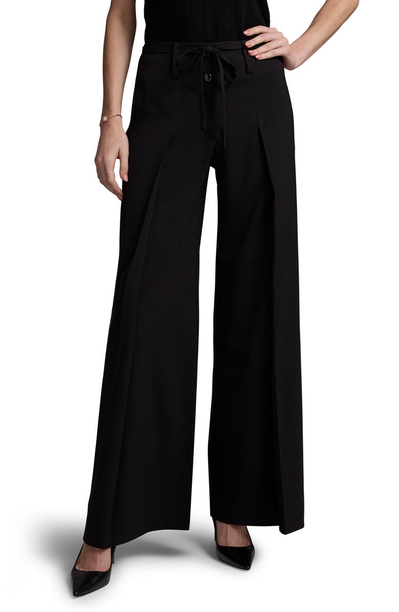 NIC+ZOE Milan Tie Waist Wide Leg Pants, Main, color, Caviar